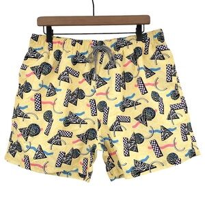 NEW Boardies Swim Trunks Novelty 80s Print Yellow 5" Inseam Swim Shorts | XL